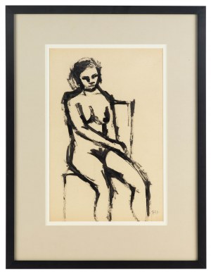Józef Hałas (1927 Nowy Sącz - 2015 Wrocław), Akt na krześle, lata 50. XX w.
