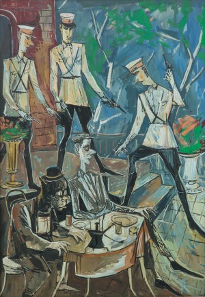 Iwan Kulik (ur. 1959 Leszczówka/Ukraina), Scena w kawiarni - ilustracja do 