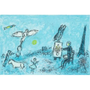 Marc Chagall (1887 Łoźno k. Witebska-1985 Saint-Paul de Vence), Malarz i jego sobowtór, 1981