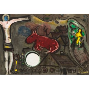 Marc Chagall (1887 Lozno pri Vitebsku - 1985 Saint-Paul de Vence), Mystické ukrižovanie z albumu Derierre le Miroir, 1950