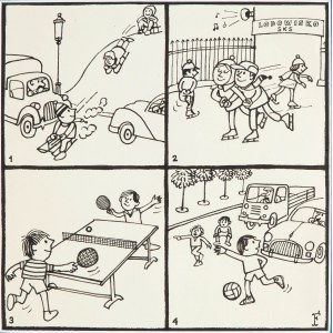 Jerzy Flisak (1930 Warszawa - 2008 tamże), Projekt ilustracji do pisma dziecięcego, lata 70/80 XX w.