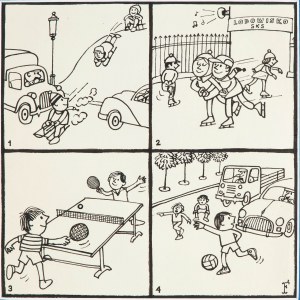 Jerzy Flisak (1930 Warszawa - 2008 tamże), Projekt ilustracji do pisma dziecięcego, lata 70/80 XX w.