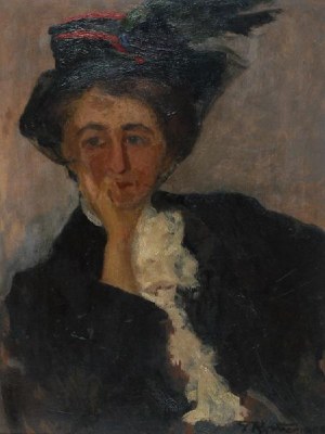 TADEUSZ RYCHTER (1870-1943), Portret artystki Heleny Arkawin, 1908