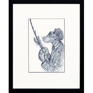 Chaim GOLDBERG (1917 - 2004), Żyd z gałązką na rynku w Kazimierzu Dolnym