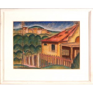 Pap GEZA (1883-1961), Pejzaż z zabudowaniami
