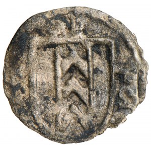 Śląsk, Księstwo Opawskie, król Jerzy (1460-71) i Wiktoryn z Podiebrad (1465-85), halerz, men. Opawa