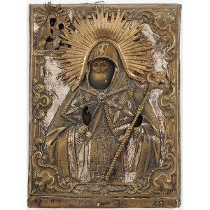 IKONA, ŚW. MITROFAN WORONESKI, Rosja, poł. XIX w.