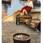 SCUOLA NAPOLETANA, View of the Neapolitan coast in Posillipo with fishermen