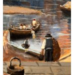 SCUOLA NAPOLETANA, View of the Neapolitan coast in Posillipo with fishermen