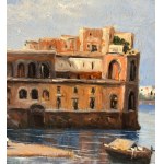 SCUOLA NAPOLETANA, View of the Neapolitan coast in Posillipo with fishermen