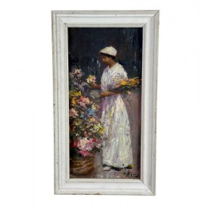 UNIDENTIFIED SIGNATURE, Woman and flowers