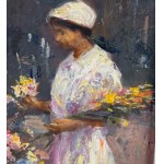 UNIDENTIFIED SIGNATURE, Woman and flowers