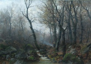 Georg OEDER (1846-1931), Pejzaż jesienny ze strumieniem