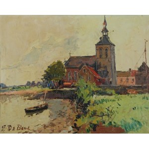 Frans DE BEUL (1849-1919), Pejzaż z kościołem