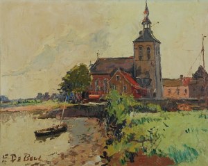 Frans DE BEUL (1849-1919), Pejzaż z kościołem