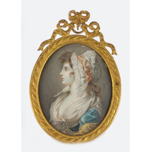 Niezidentyfikowany miniaturzysta, Miniatura: Portret młodej kobiety w czepcu, XIX w.