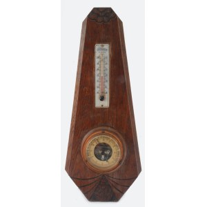 Barometr francuski z termometrem w drewnianej obudowie