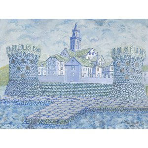 Jan Płaskociński, WIDOK MIEJSKI Z BASZTAMI (Pohled na město se základnami, 1963)