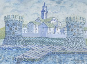 Jan Płaskociński, WIDOK MIEJSKI Z BASZTAMI, 1963