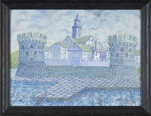 Jan Płaskociński, WIDOK MIEJSKI Z BASZTAMI, 1963