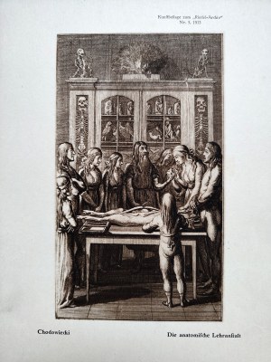 Sbírka 8 tisků - Rembrant , Chodowiecki - ANATOMIE - ALCHEMIE - MEDICÍNA, 1913 / 1914