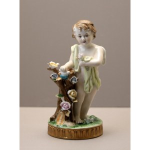 Miśnia figurka Putto Amorek seria - Cztery pory roku - Wiosna XIX wiek