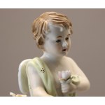 Miśnia figurka Putto Amorek seria - Cztery pory roku - Wiosna XIX wiek