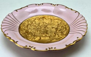HC Hodov pink porcelain platter - Czechoslovakia 1970s