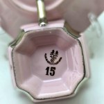 Para srebrzonych filiżanek do mokki - różowa porcelana - tête-à-tête lata 70te