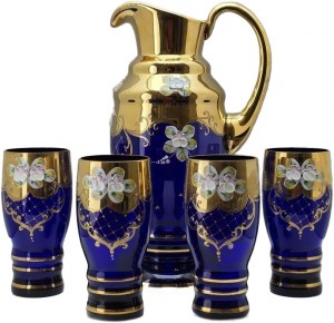 Kobaltová nápojová souprava Bohemia 1990