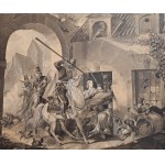 von Hessa, Peter - Sketch for engraving : Lancers. "Raid" - 19th century