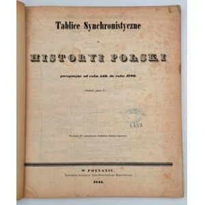 Tavole sincronistiche della storia polacca, Poznań, 1845. - Judaik!