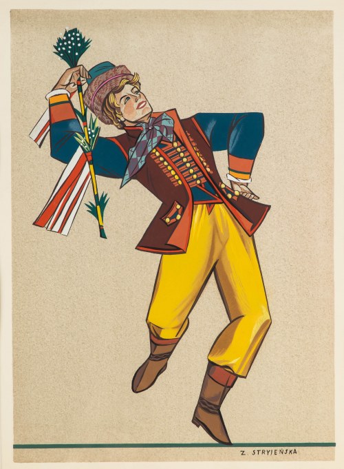 STRYJEŃSKA Zofia, CHŁOP ZE ŚLĄSKA (rózga świadka na ślubie) Z teki: Polish peasants costumes