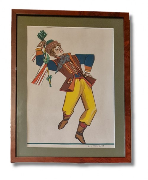 STRYJEŃSKA Zofia, CHŁOP ZE ŚLĄSKA (rózga świadka na ślubie) Z teki: Polish peasants costumes
