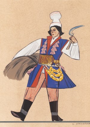 STRYJEŃSKA Zofia, CHŁOP Z KRAKOWSKIEGO(bluza i wełniana czapka) Z teki: Polish peasants costumes