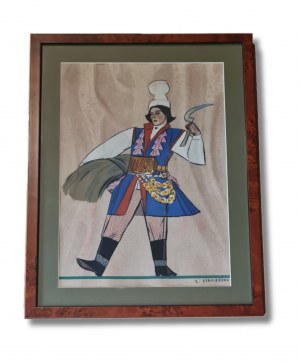 STRYJEŃSKA Zofia, CHŁOP Z KRAKOWSKIEGO(bluza i wełniana czapka) Z teki: Polish peasants costumes