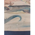 Aquarelle, chevalier avec un coup de pied tuant un dragon