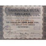 Blanket of 50 Shares at 1000 Mar. Pol., 1921, Sarnia Glassworks Joint Stock Company, Board of Directors in Warsaw