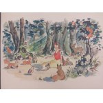 Królewna Śnieżka - zestaw 3 projektów ilustracji -z 1943 r. - akwarela