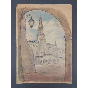 Aquarelle avec vue sur l'architecture