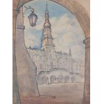 Aquarelle avec vue sur l'architecture