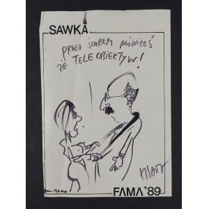 Henryk Sawka, FAMA, humorná kresba Henryka Sawku, 1989.