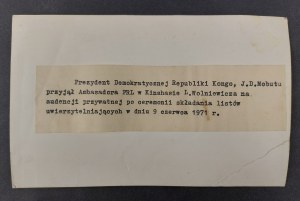 Photo, 09.06.1971. Ambassador of the People's Republic of Poland at a private audience with the President of the Congo