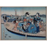 Utagawa KUNISADA II (1823-1880), Kobiety na łodzi - dyptyk, drzeworyt, XIX w.