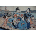 Utagawa KUNISADA II (1823-1880), Kobiety na łodzi - dyptyk, drzeworyt, XIX w.