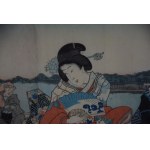 Utagawa KUNISADA II (1823-1880), Kobiety na łodzi - dyptyk, drzeworyt, XIX w.