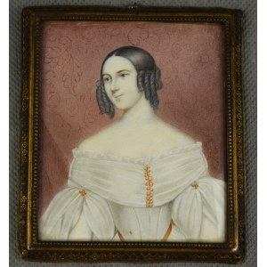 Miniature Portrait of a Woman in a White Dress, sig. by E. Peter, 19th century.