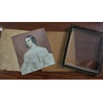 Miniature Portrait of a Woman in a White Dress, sig. by E. Peter, 19th century.