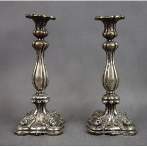 Pár šabatových svícnů, stříbro, pr. 13, polovina 19. století, střední Evropa, Judaica