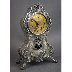 Pendule en argent plaqué, néo-rococo, 19e/20e siècle.